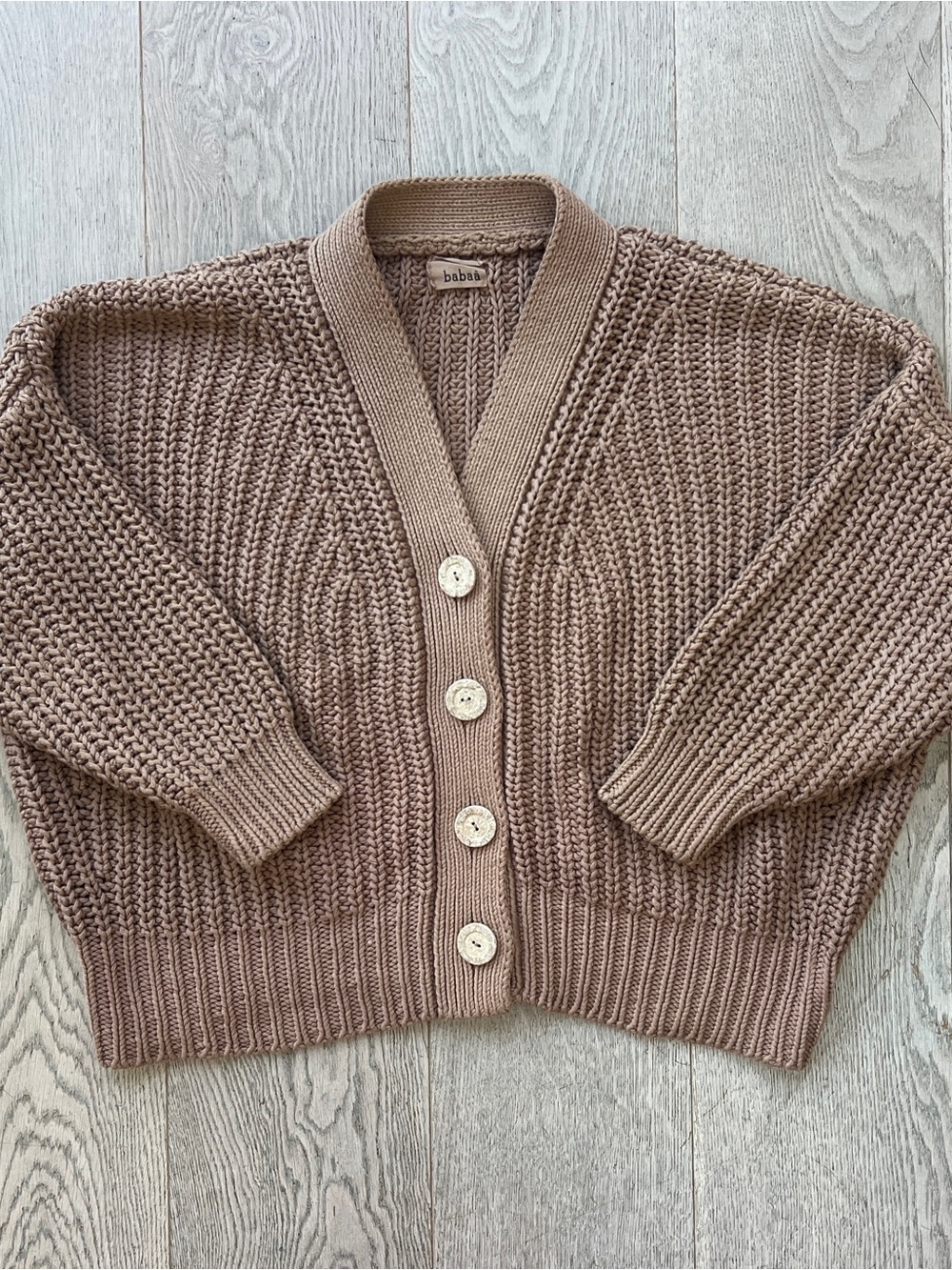 Bebas No. 18 Cotton Knit Button-Front Cardigan in Roasted Fig
